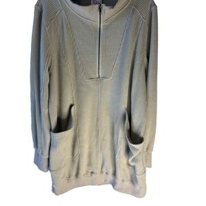 Women Waffle Knit Pullover Sweater Dress Top Women L Tan Neutral Oversized Comfy